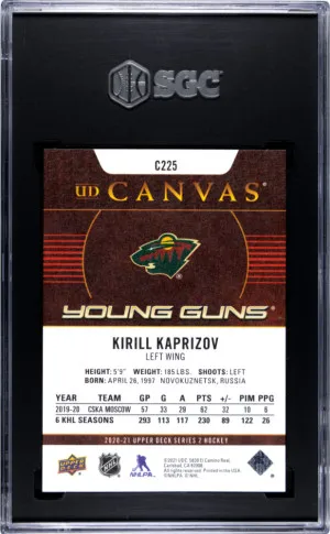 2020-21 Upper Deck Kirill Kaprizov Young Guns Canvas #C225 SGC 10 back