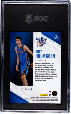 2022-23 Panini Chronicles Chet Holmgren #552 Rookie SGC 10 Oklahoma City Thunder back