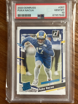 Puka Nacua 2023 Donruss Rookie PSA Gem Mint 10 front