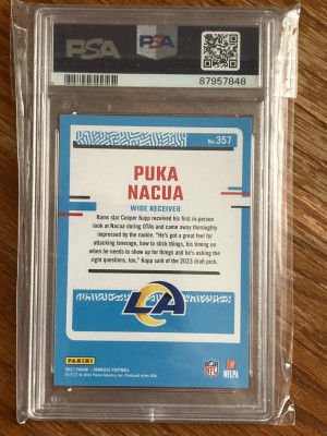 Puka Nacua 2023 Donruss Rookie PSA Gem Mint 10 back