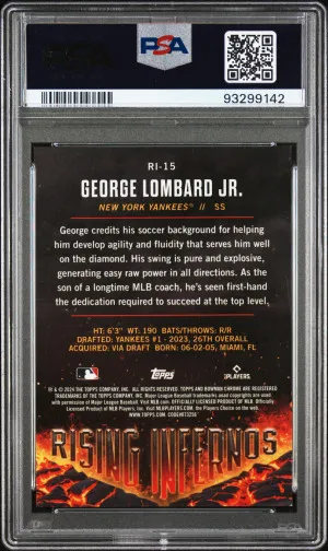 2024 Bowman Rising Infernos George Lombard JR. #RI15 PSA Mini Diamond /150 back