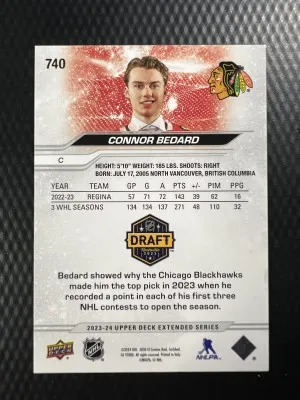 2023-24 Connor Bedard #740 Insert back