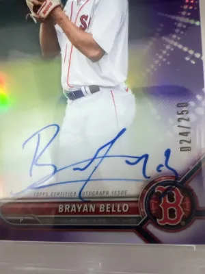 2022 Brayan Bello Bowman Chrome Purple Refractor Auto 024/250 PSA 10 Gem Mint back