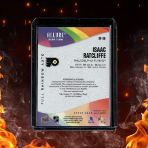 2022-23 Upper Deck Allure Isaac Ratcliffe Color Flow Rainbow Rookie Auto #SF-26 back