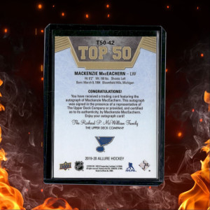 2019-20 Upper Deck Allure Mackenzie MacEachern Top 50 Rookie Auto #T50-42 back