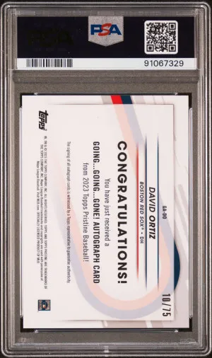 2023 Topps Pristine Going, Going, Gone! Autograph David Ortiz #GADO /75 PSA 10 back