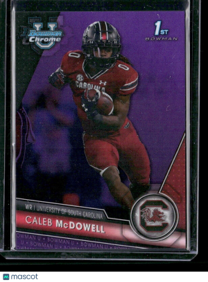 Caleb McDowell #76 2023 Bowman University Chrome Purple Refractor /399 SC front