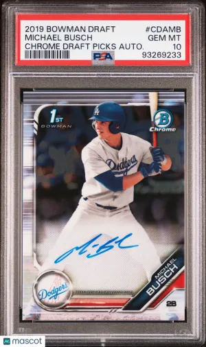 2019 Bowman Draft Chrome Draft Picks Autograph Michael Busch #CDAMB PSA 10 front
