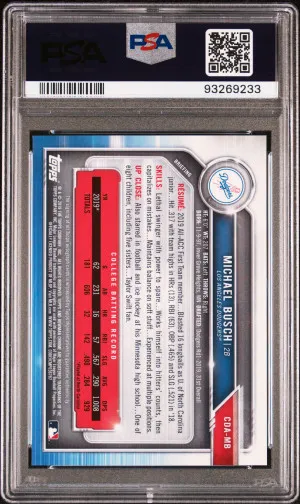 2019 Bowman Draft Chrome Draft Picks Autograph Michael Busch #CDAMB PSA 10 back