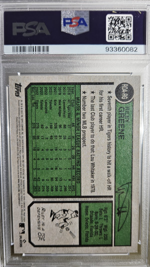 2023 Topps Heritage Riley Greene Real One Auto PSA 10 back