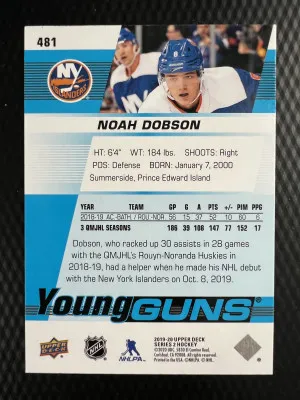 2019-20 Upper Deck Noah Dobson Rookie back