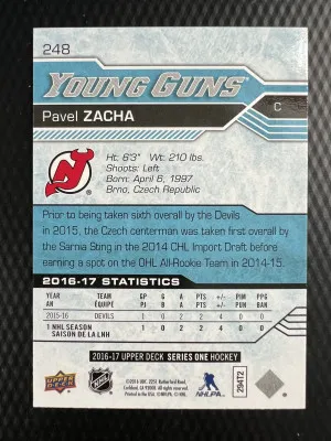 2016-17 Upper Deck Pavel Zacha Rookie back