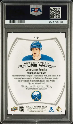 2021 SP Authentic Future Watch Auto /999 John-Jason Peterka #152 PSA 10 back