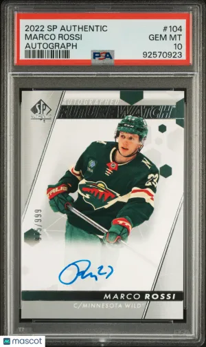 2022 SP Authentic Future Watch Auto /999 Marco Rossi #104 PSA 10 front