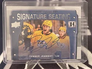 2021-22 Upper Deck Premier Signature Seats Rookies Tanner Jeannot Rookie Auto RC front