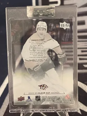 Tanner Jeannot 2022-23 Upper Deck Clear Cut Autograph #CC-TJ Predators back