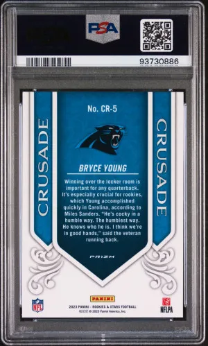 2023 PANINI ROOKIES & STARS CRUSADE 5 BRYCE YOUNG SILVER PSA 10 back