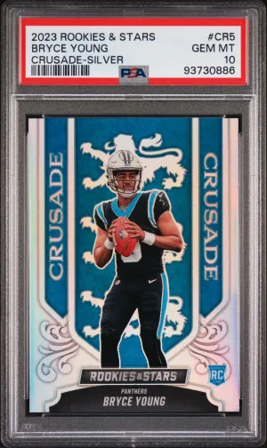 2023 PANINI ROOKIES & STARS CRUSADE 5 BRYCE YOUNG SILVER PSA 10 front
