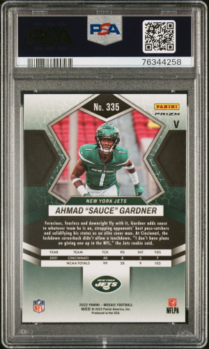 2022 Panini Mosaic Ahmad Gardner #335 PSA 9 back