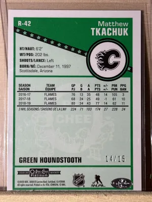 Matthew Tkachuk  Green Houndstooth /15 back