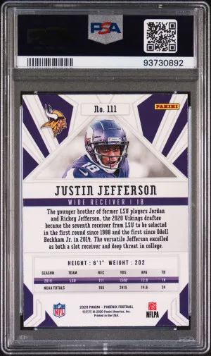2020 Justin Jefferson Fire Burst PSA 10 Rookie back