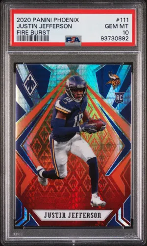2020 Justin Jefferson Fire Burst PSA 10 Rookie front