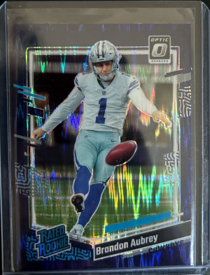 2023 Panini Donruss Optic Purple Shock Prizm #226 Brandon Aubrey Rated Rookie RC front