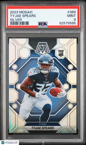 2023 Panini Mosaic Tyjae Spears Silver #369 PSA 9 front