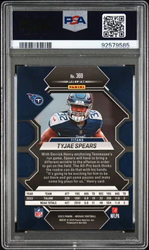 2023 Panini Mosaic Tyjae Spears Silver #369 PSA 9 back