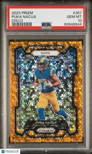 2023 Prizm Puka Nacua Orange Disco #357 PSA 10 front