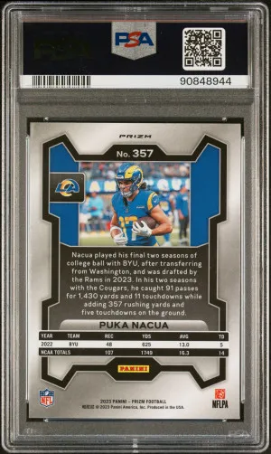 2023 Prizm Puka Nacua Orange Disco #357 PSA 10 back