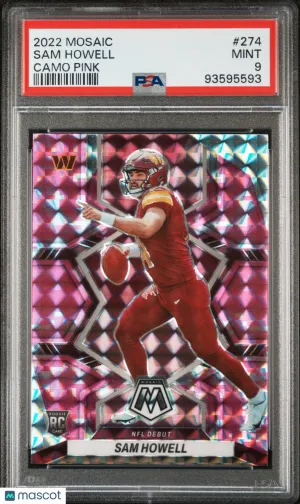 2022 Panini Mosaic Sam Howell Camo Pink #274 PSA 9 front