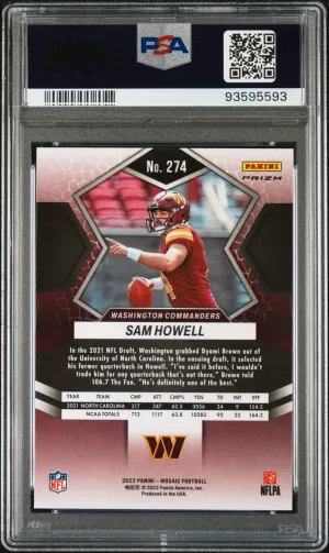 2022 Panini Mosaic Sam Howell Camo Pink #274 PSA 9 back