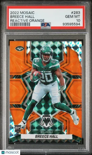 2022 Panini Mosaic Breece Hall Reactive Orange #283 PSA 10 front