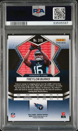 2022 Panini Mosaic Treylon Burks Silver #315 PSA 9 back
