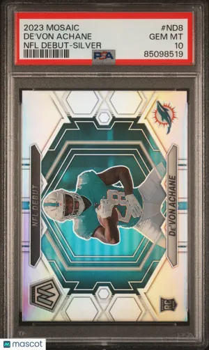 2023 Panini Mosaic NFL Debut De'von Achane Silver #ND8 PSA 10 front
