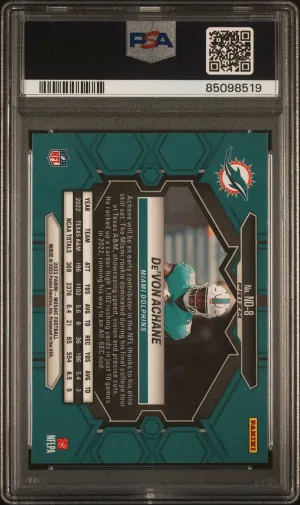 2023 Panini Mosaic NFL Debut De'von Achane Silver #ND8 PSA 10 back
