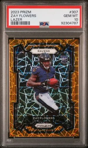 2023 ZAY FLOWERS PANINI PRIZM LAZER PRIZM PSA 10 front