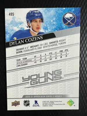 2020-21 Upper Deck Dylan Cozens Young Guns Rookie Buffalo Sabres back