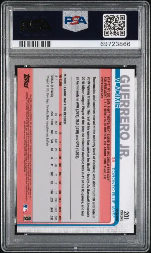 2019 Topps Chrome Vladimir Guerrero JR. #201 PSA 10 back