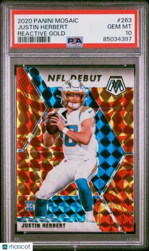 2020 Panini Mosaic Justin Herbert #263 PSA 10 front