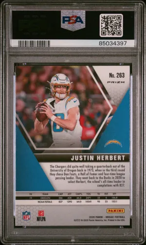 2020 Panini Mosaic Justin Herbert #263 PSA 10 back