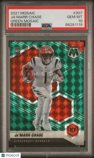 2021 Panini Mosaic Ja’Marr Chase Green #307 PSA 10 front