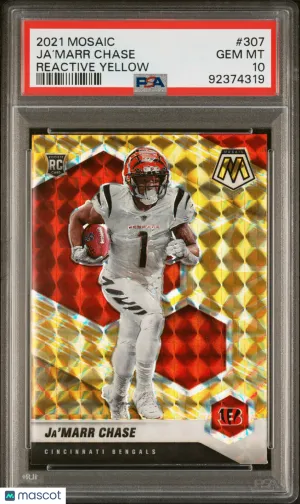 2021 Panini Mosaic Ja’Marr Chase #307 PSA 10 front