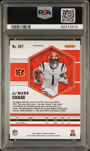 2021 Panini Mosaic Ja’Marr Chase #307 PSA 10 back