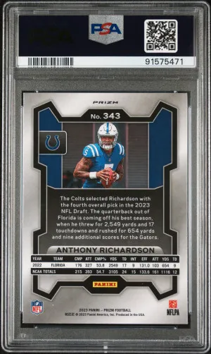 2023 Panini Prizm Anthony Richardson #343 PSA 10 back