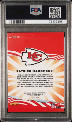 2021 Panini Donruss Optic My House! Patrick Mahomes II #MH12 PSA 10 back
