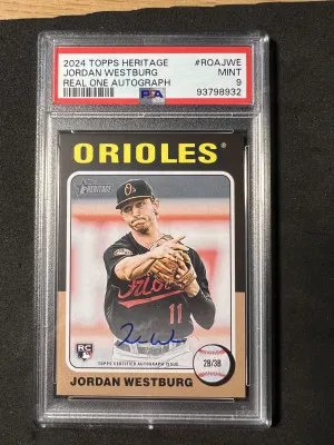 2024 Topps Heritage Jordan Westburg auto PSA 9 front