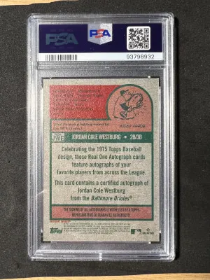 2024 Topps Heritage Jordan Westburg auto PSA 9 back