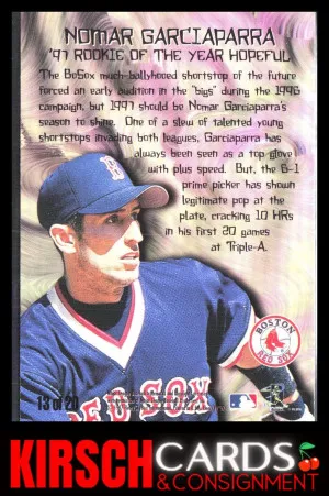 Nomar Garciaparra 1997 Fleer #13 Rookie Sensations Boston Red Sox back